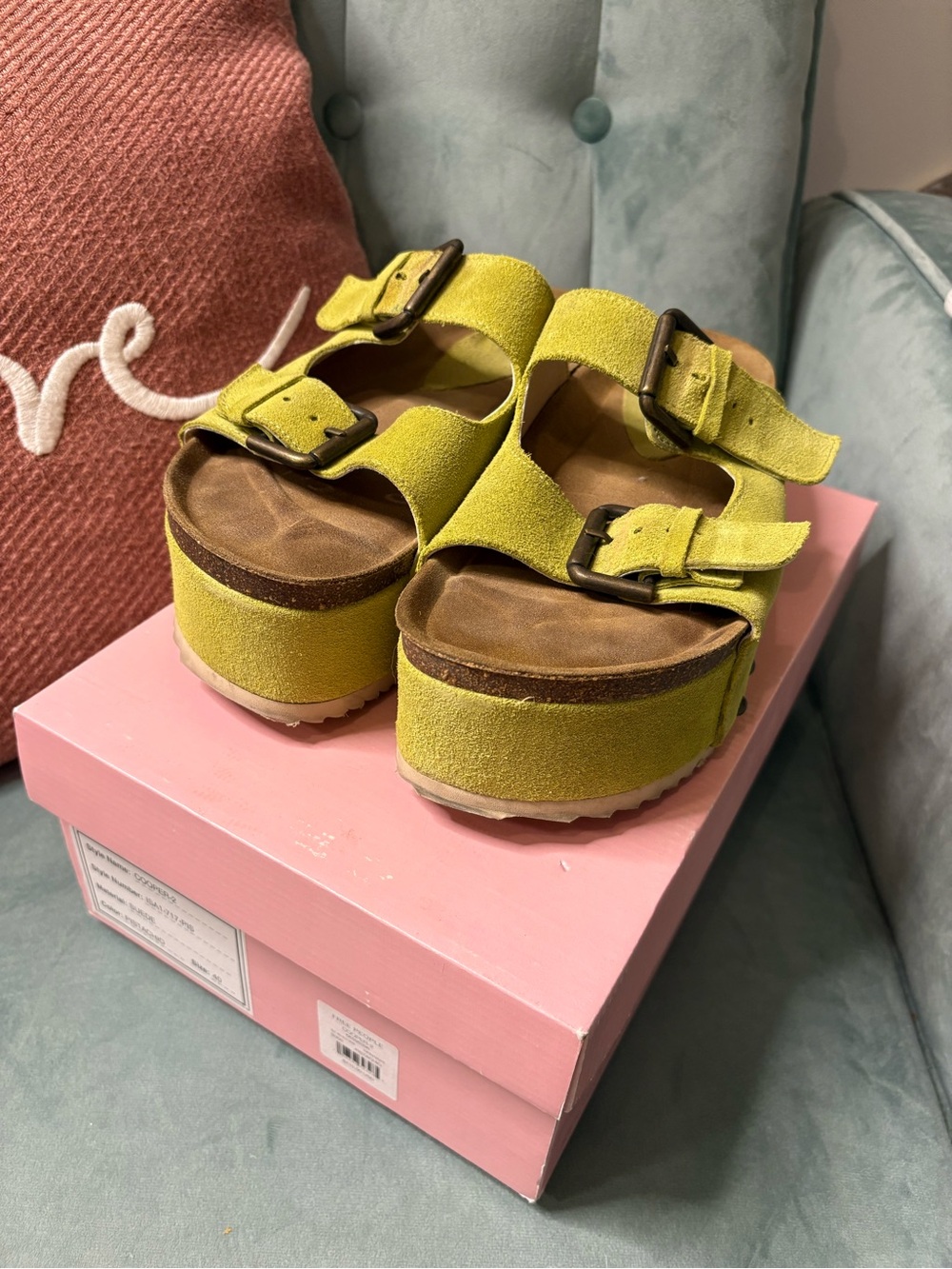 Free People Cooper 2 Platform Sandals in Pistachio Sz 40 (9)